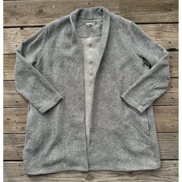 EILEEN FISHER Organic Cotton Open-Front Cardigan Gray Textured Women's Sz XL - Picture 3 of 11